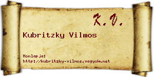 Kubritzky Vilmos névjegykártya